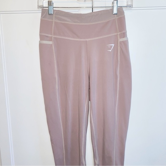 Gymshark | Dreamy Beige Mauve Mesh Panel High Waist Pocket Leggings Small - Picture 5 of 13